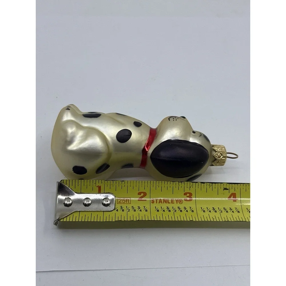 Vintage Hand Blown Glass Dalmatian‎ Dog Black White Dog Ornament